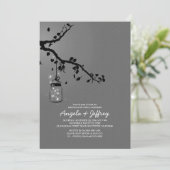 Romantische Feuerwehrleute mason jar engagparty Einladung (Stehend Vorderseite)