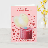 Romantische Flammenkerze mit rotem Herz Karte (Gelbe Blume)