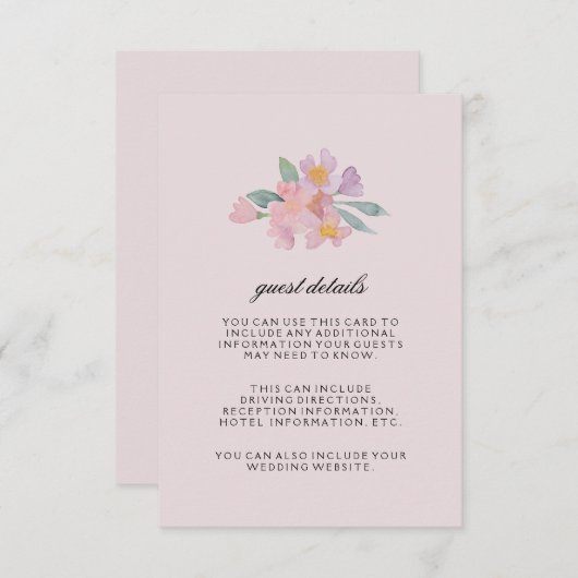 Romantische Flora-Gästekarte Begleitkarte (Vorne/Hinten)