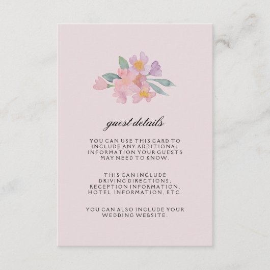 Romantische Flora-Gästekarte Begleitkarte (Vorderseite)