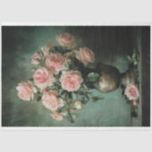 Romantische Flora, Peony Rose, Blush Pink & Emeral Seidenpapier (Vorderseite)