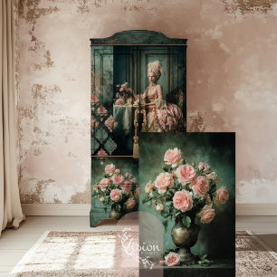 Romantische Flora, Peony Rose, Blush Pink & Emeral Seidenpapier