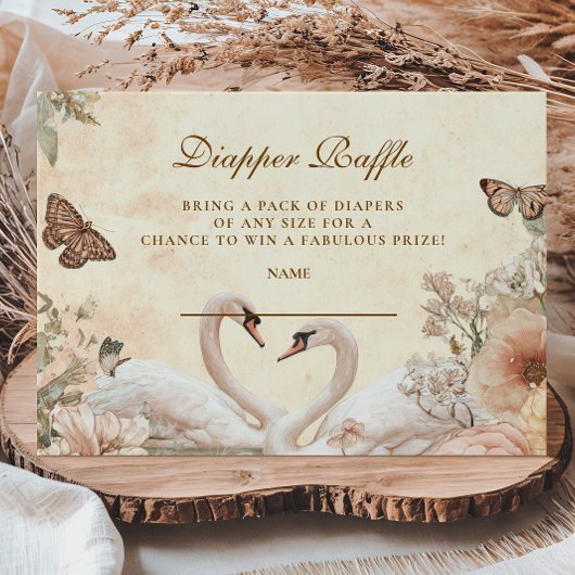 Romantische Floral Swan Diapper Raffle Begleitkarte