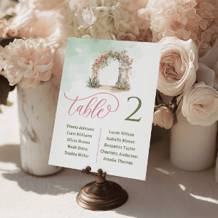 Romantische florale Bogen-Hochzeit-Tischkarten Sit Tischnummer