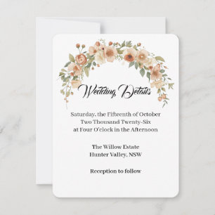 Romantische Florale Bogen Hochzeitsdetails Karte