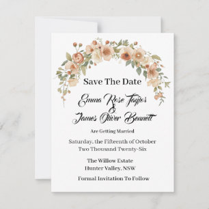 Romantische Florale Bogenspeicherkarte für den Hoc Save The Date