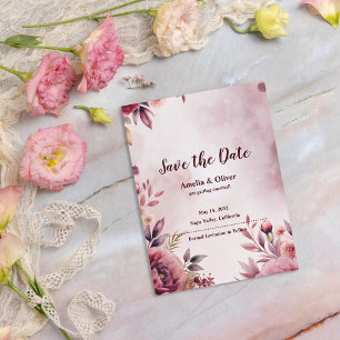 Romantische florale botanische Hochzeit - Save the Ankündigungspostkarte