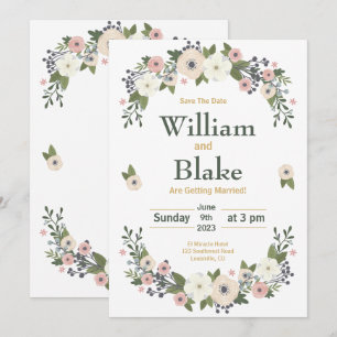 Romantische florale botanische Save-the-Date- Kart Save The Date