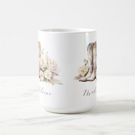 Romantische florale Cowgirl Boots Peonies Kaffeetasse (Mittel)