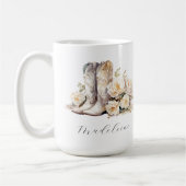 Romantische florale Cowgirl Boots Peonies Kaffeetasse (Links)