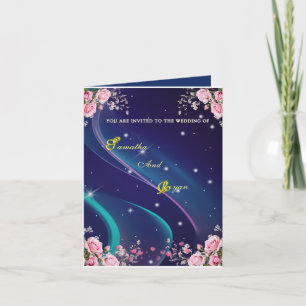 Romantische Florale Galaxie Hochzeits-Einladung Karte