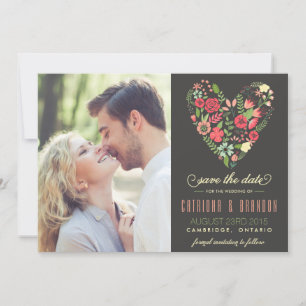 Romantische florale Herz-Save-the-Date-Ankündigung Save The Date