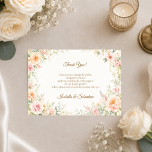 Romantische florale Hochzeit Dankeskarte