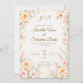 Romantische florale Hochzeit Einladung (Vorderseite)