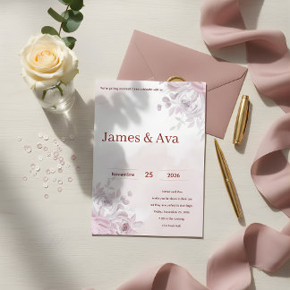 Romantische Florale Hochzeit Einladung