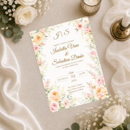 Romantische florale Hochzeit Einladung