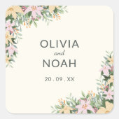 Romantische florale Hochzeit Quadratischer Aufkleber (Vorderseite)