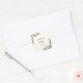 Romantische florale Hochzeit Quadratischer Aufkleber (Umschlag)