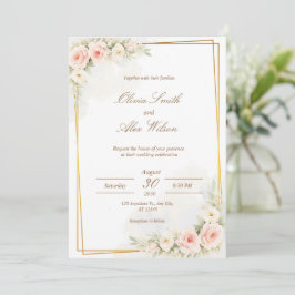Romantische Florale Hochzeits-Einladung Dusty Blus Einladung