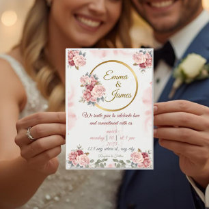Romantische Florale Hochzeits-Einladung   Rosé und Einladung
