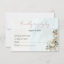 Romantische Florale Hochzeits-RSVP-Karte mit QR-Co