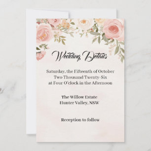 Romantische Florale Hochzeitsdetails Karte