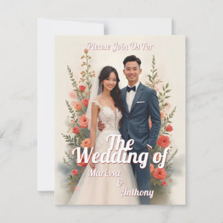Romantische florale Hochzeitseinladung im Vintage-