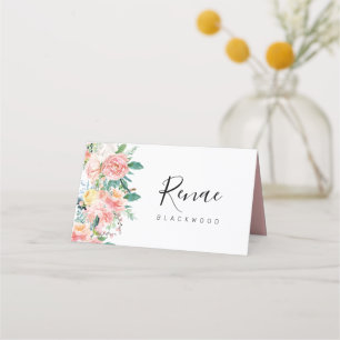 Romantische florale Hochzeitskarte, Blumenkarte Platzkarte
