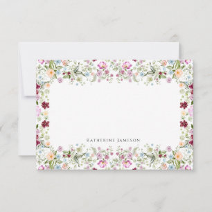 Romantische Florale Monogramm-Notizkarte Dankeskarte