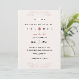 Romantische Florale Save the Date Hochzeits-Einlad Einladung