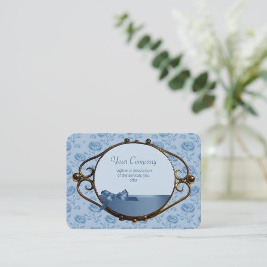 Romantische florale Träume blau elegante antike CC Visitenkarte (Stehend Vorderseite)