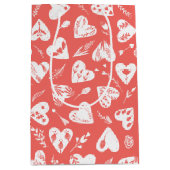 Romantische florale Valentine Herz Muster Coral Mittlere Geschenktüte (Vorderseite)