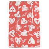 Romantische florale Valentine Herz Muster Coral Mittlere Geschenktüte (Rückseite)