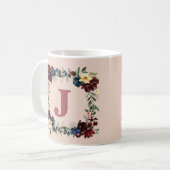 Romantische Florals Custom Monogram Kaffeetasse (Vorderseite Links)