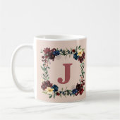 Romantische Florals Custom Monogram Kaffeetasse (Links)