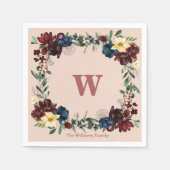 Romantische Florals Custom Monogram Serviette (Vorderseite)