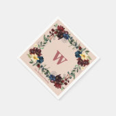 Romantische Florals Custom Monogram Serviette (Ecke)