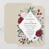 Romantische Florals Hochzeitseinladung Einladung (Vorne/Hinten)