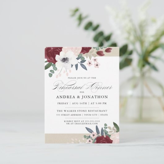 Romantische Florals Probe Einladung (Stehend Vorderseite)