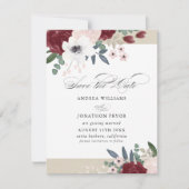 Romantische Florals Save the Date Einladung (Vorderseite)