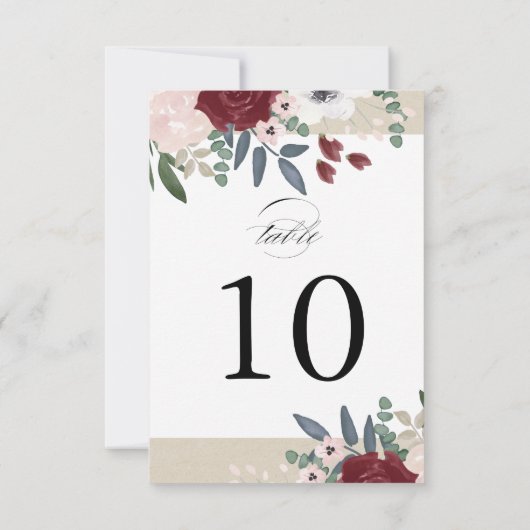 Romantische Florals Tischnummer Card (Rückseite)