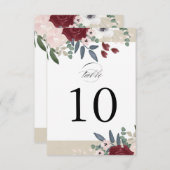 Romantische Florals Tischnummer Card (Vorne/Hinten)