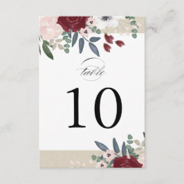 Romantische Florals Tischnummer Card