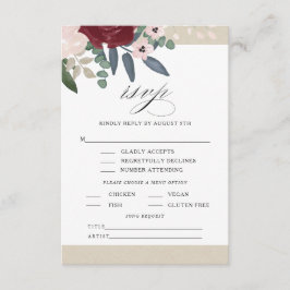 Romantische Florals UAWG mit Menü RSVP Karte