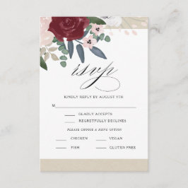 Romantische Florals UAWG mit Menü RSVP Karte