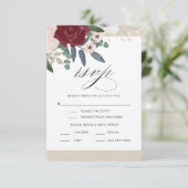 Romantische Florals UAWG mit Menü RSVP Karte (Stehend Vorderseite)