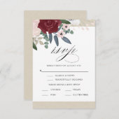 Romantische Florals UAWG mit Menü RSVP Karte (Vorne/Hinten)