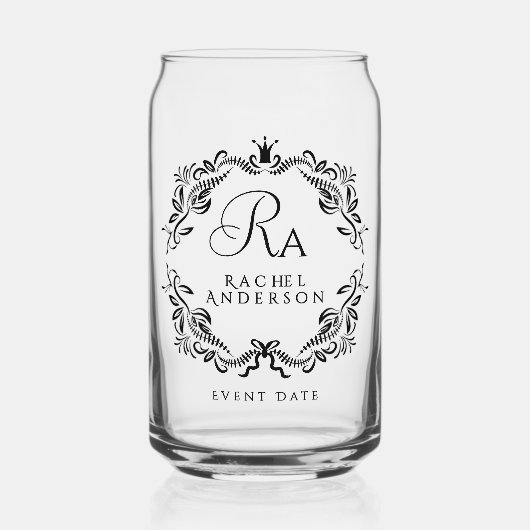 Romantische Foliage Monogram Dosenglas (Vorderseite)