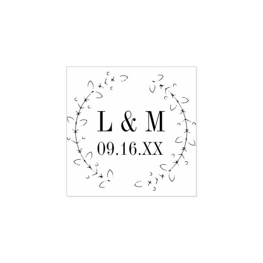 Romantische Foliage Wreath Wedding Personalisiert Gummistempel (Prägung)