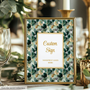 Romantische Forest Green Gold Blätter Hochzeit maß Poster